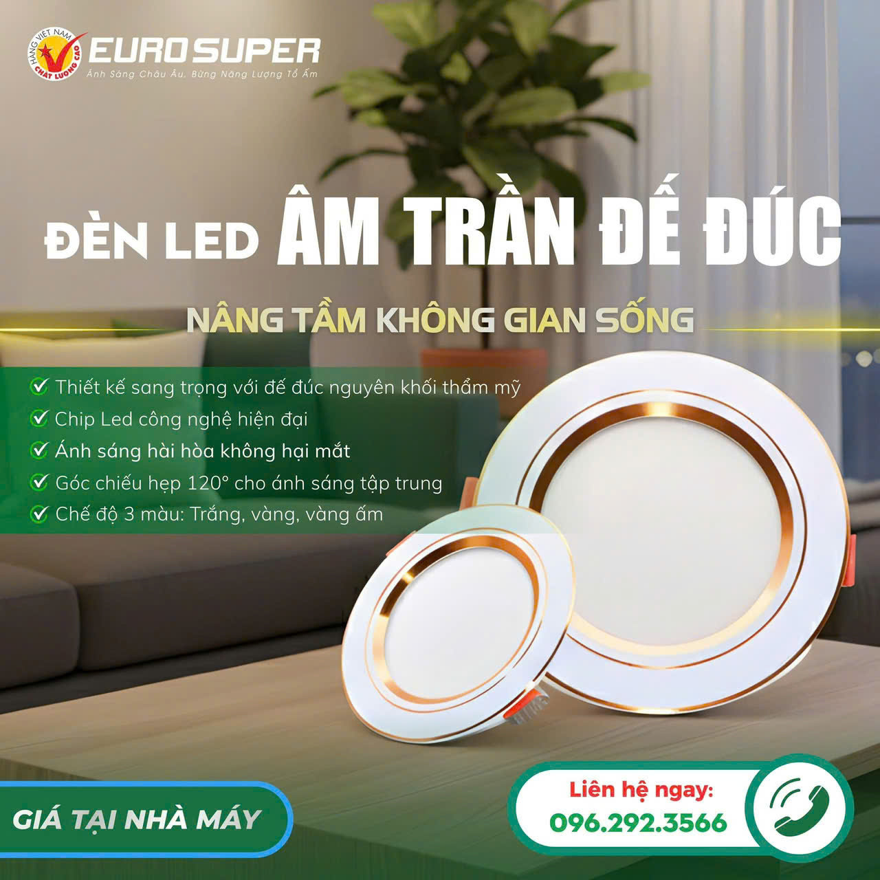 Đèn led âm trần đế đúc